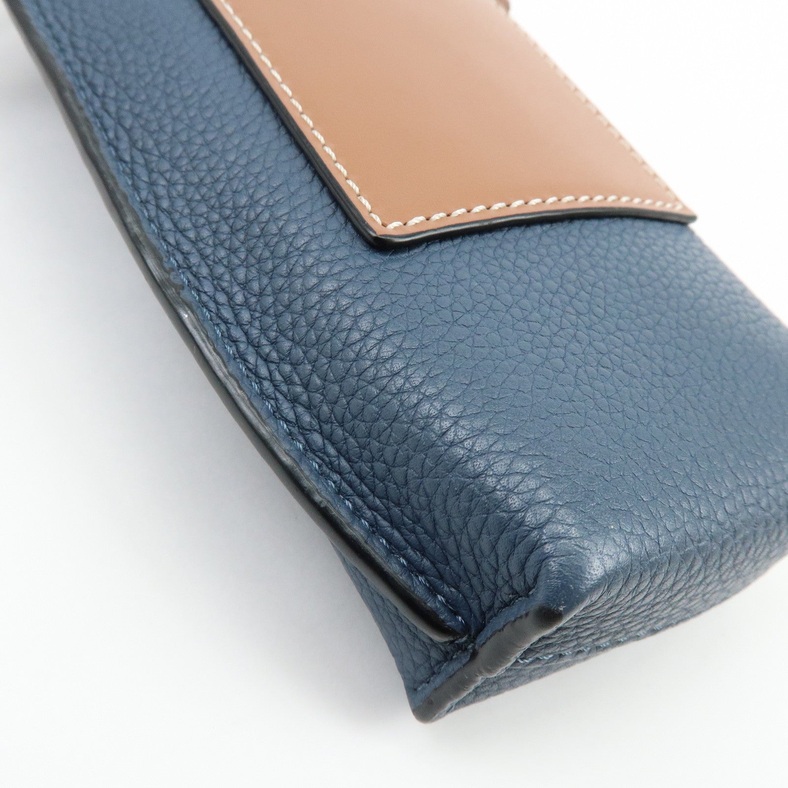 LOEWE Anagram Leather Mini Shoulder Bag Crossbody Bag Blue Brown