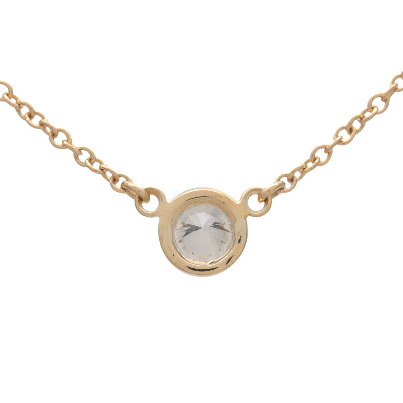 Tiffany & Co By The Yard 1P Diamond Necklace K18 750YG Yellow Gold