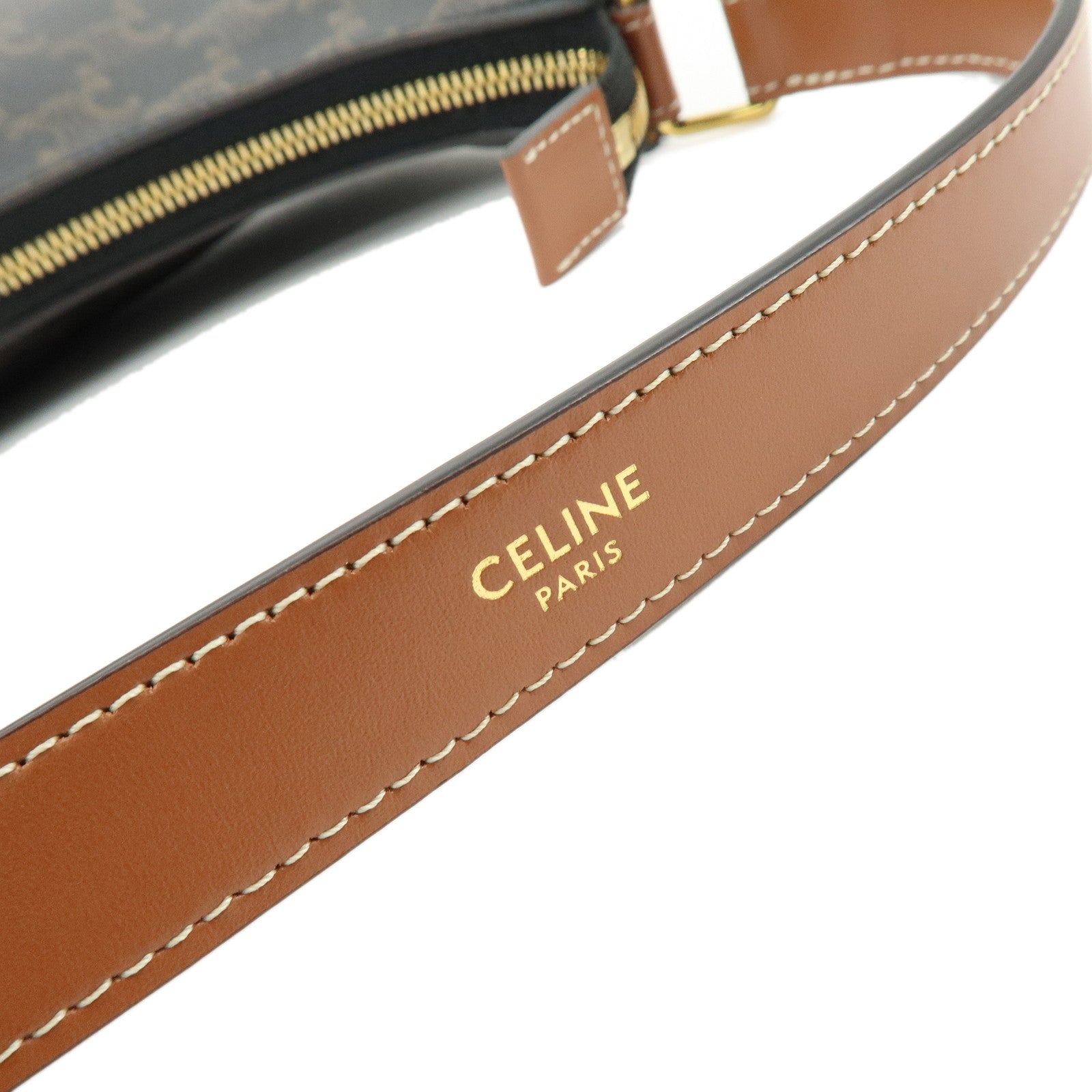 CELINE AVA PVC Leather Shoulder Bag Hand Bag Black Brown