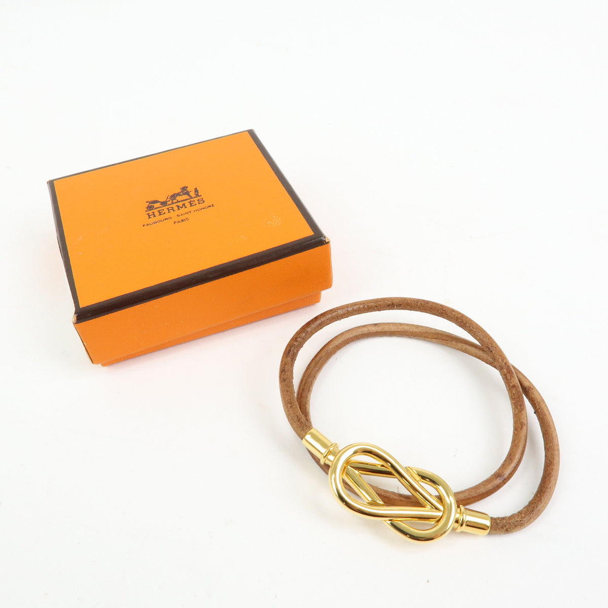 Hermes Atame Double Tour Jumbo Leather Metal Bracelet Choker Brown