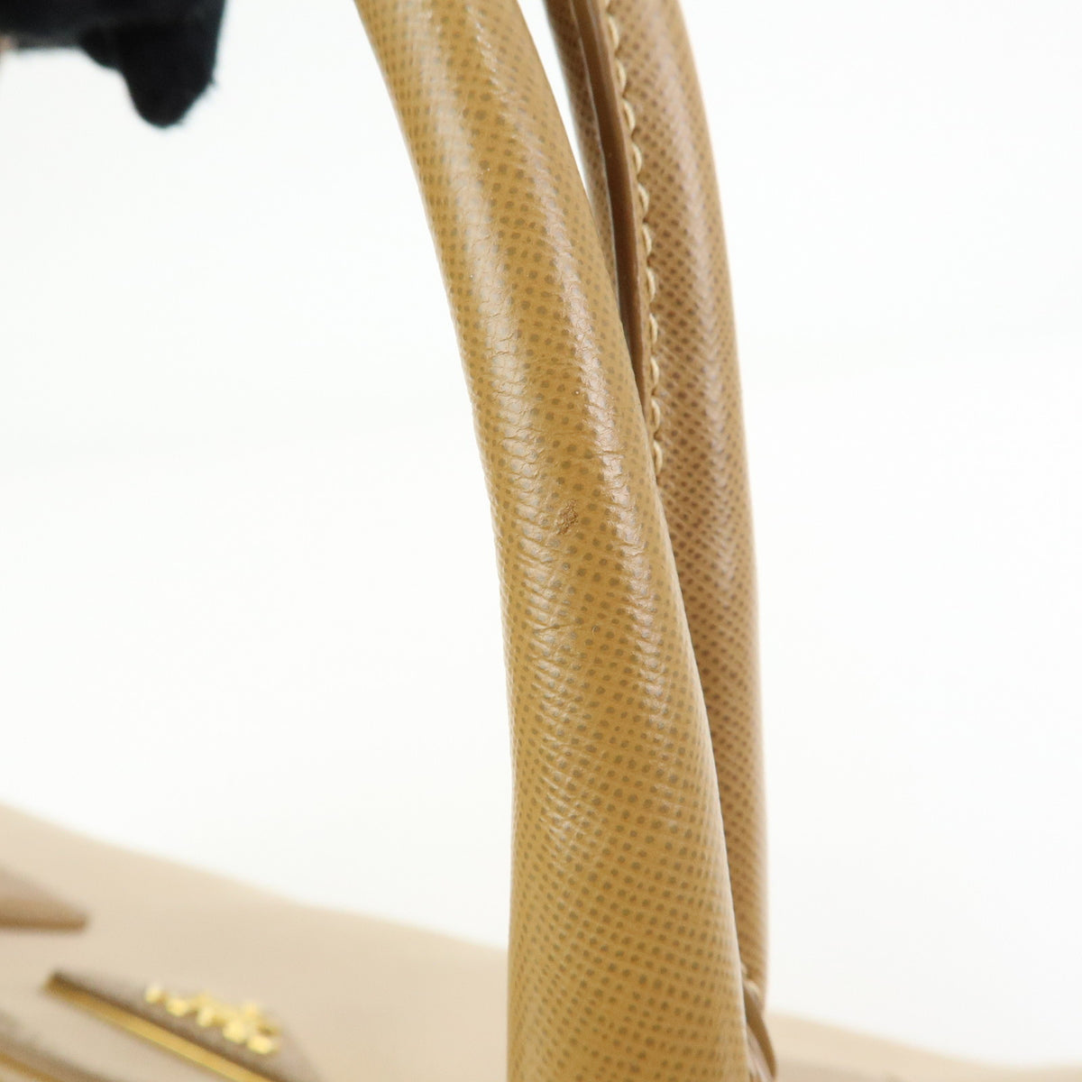 PRADA Triangle Logo Canapa City Canvas Saffiano Leather 2Way Bag Beige