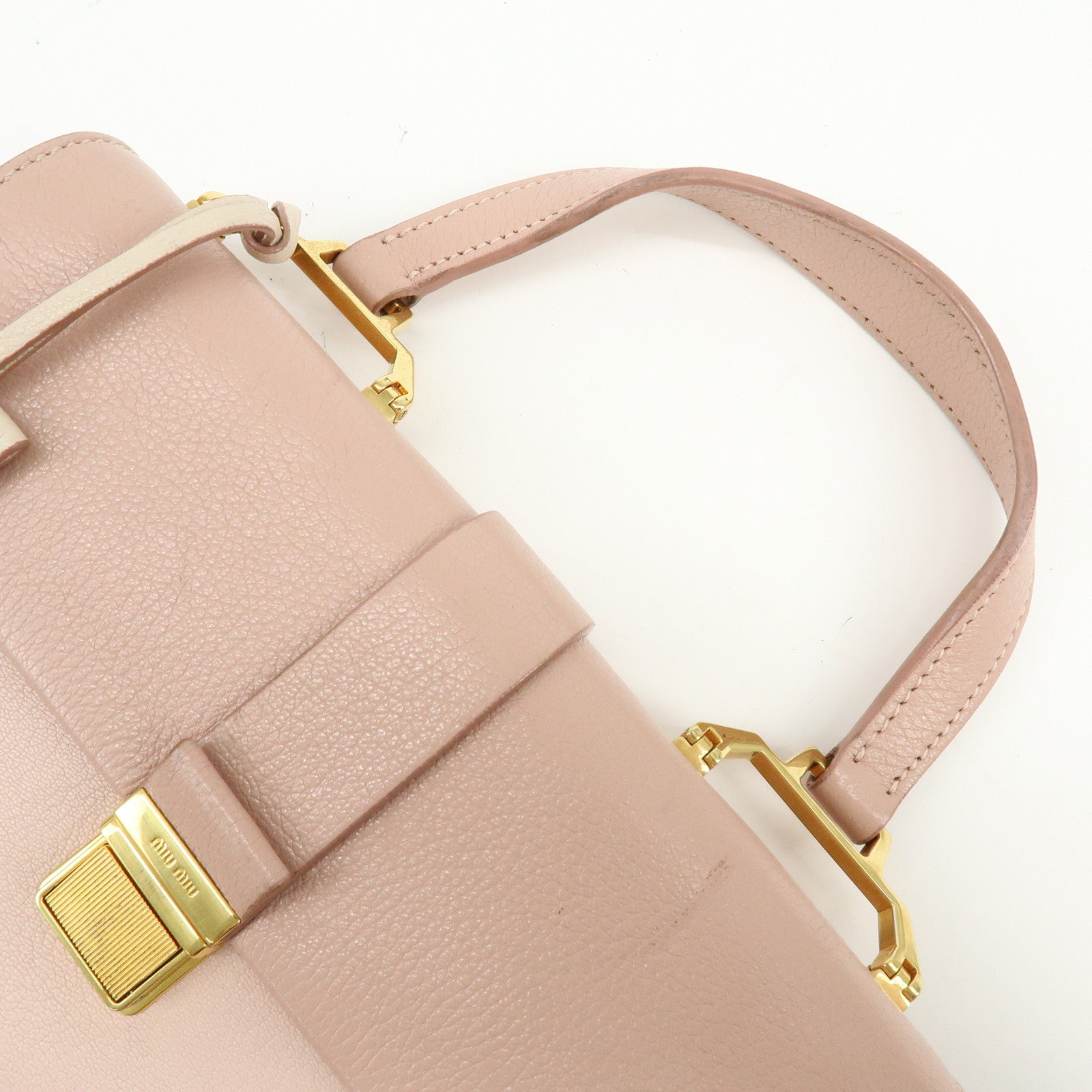 MIU MIU Madras Leather 2Way Bag Shoulder Bag Bi-Color Light Pink
