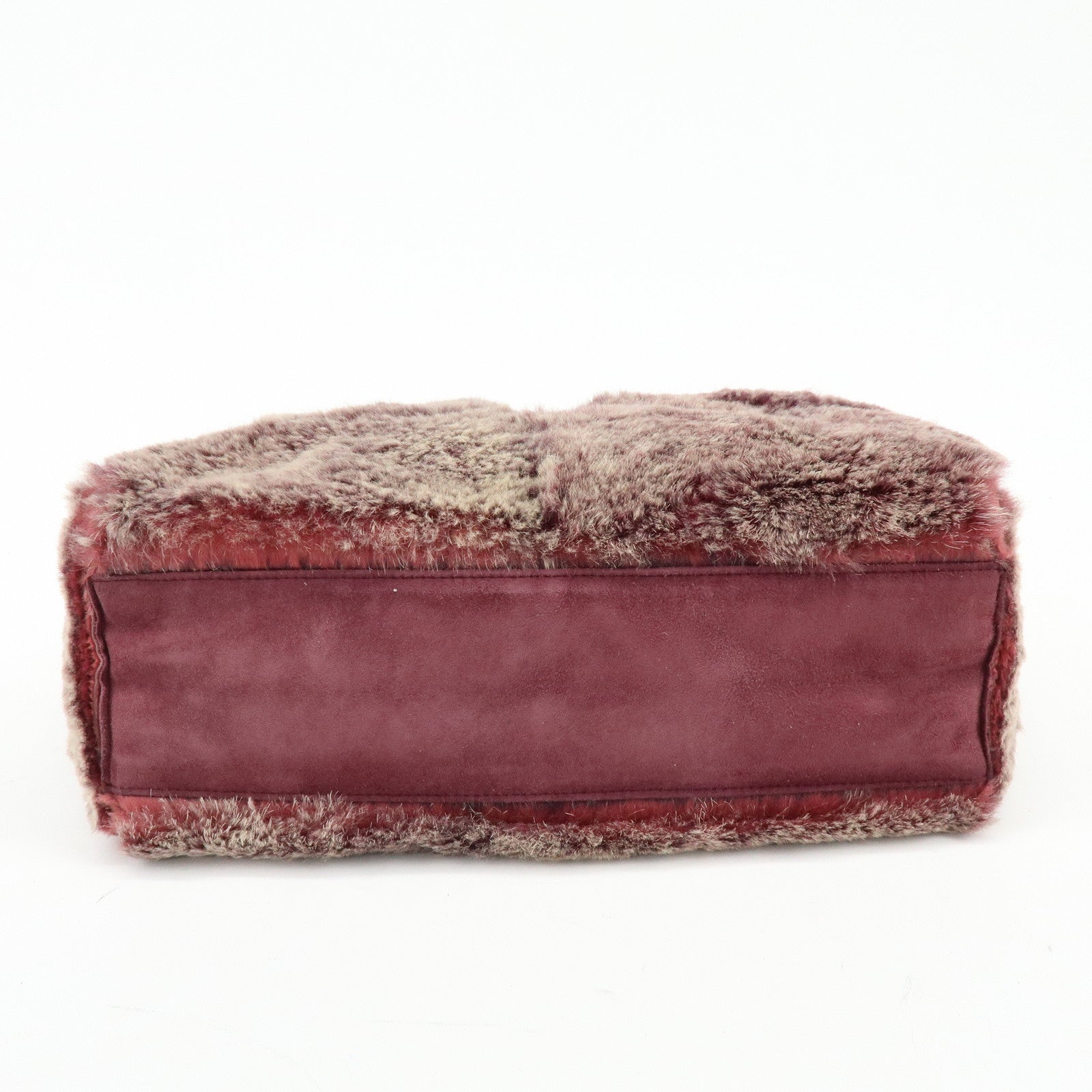 CHANEL COCO Mark Fur Suede Hand Bag Tote Bag Bordeaux Beige