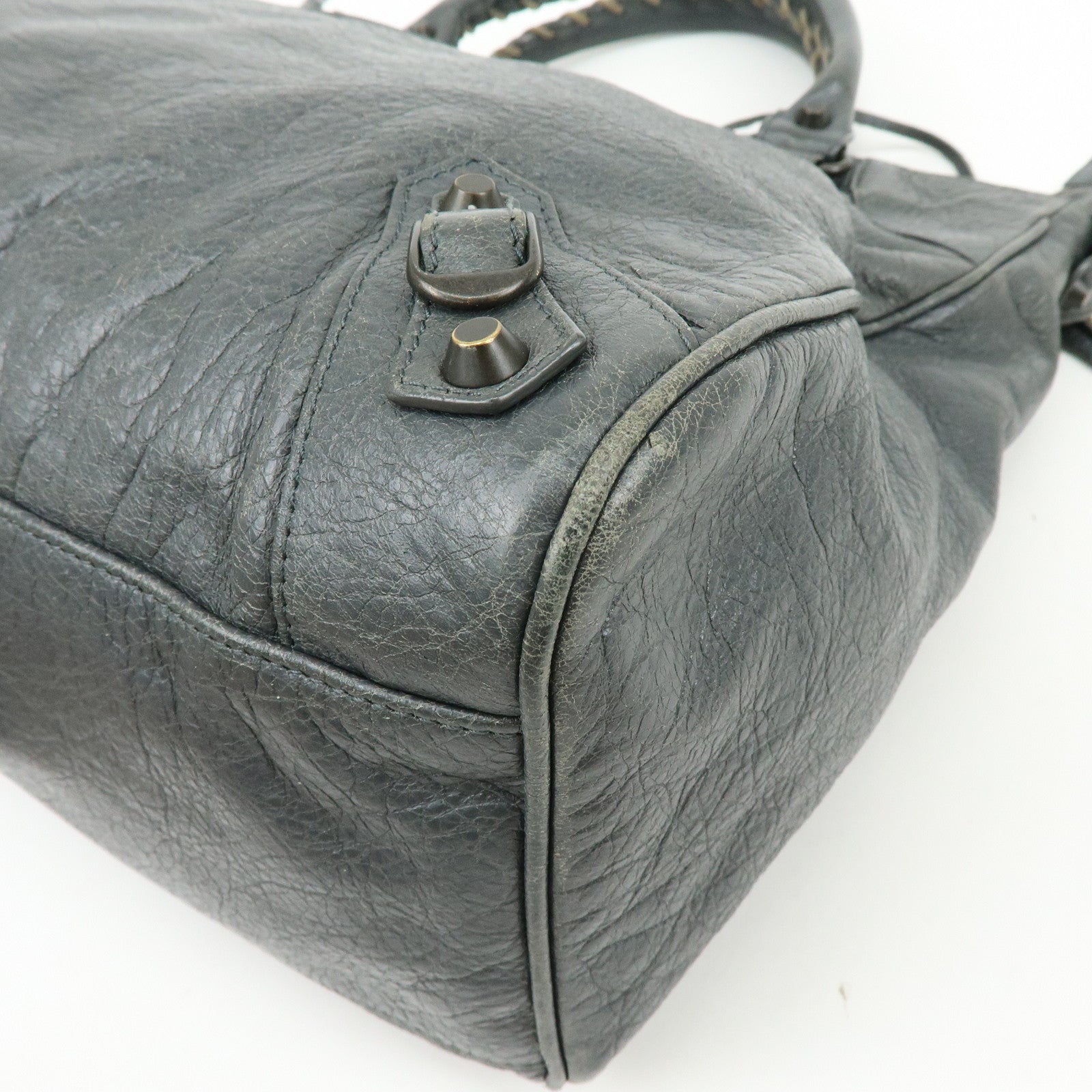BALENCIAGA Classic Velo Leather Hand Bag Grey 235216