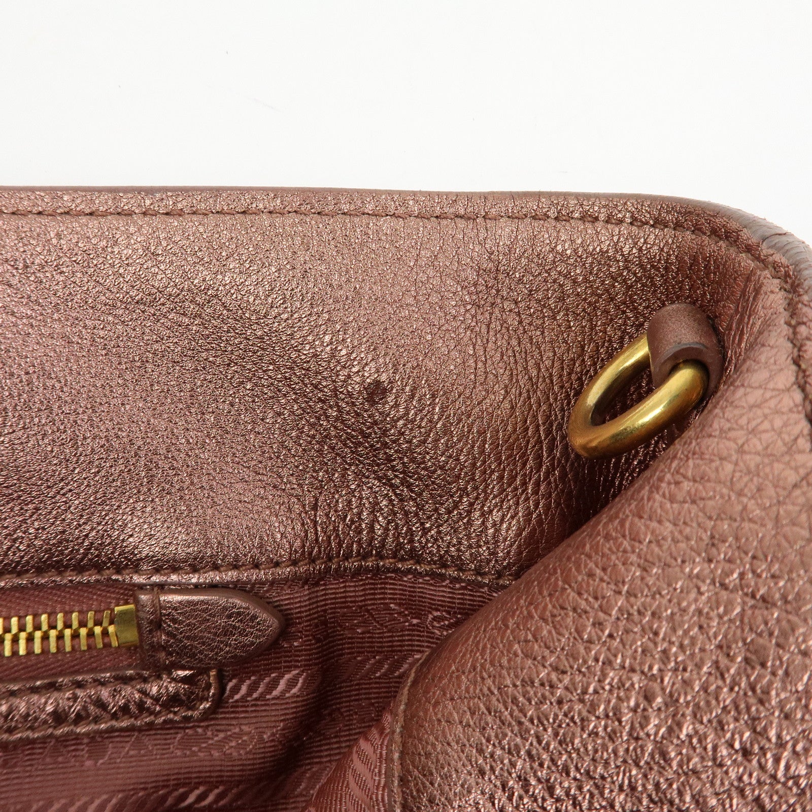 PRADA Vitello Daino Leather 2Way Tote Shoulder Bag Metallic Pink BN1713