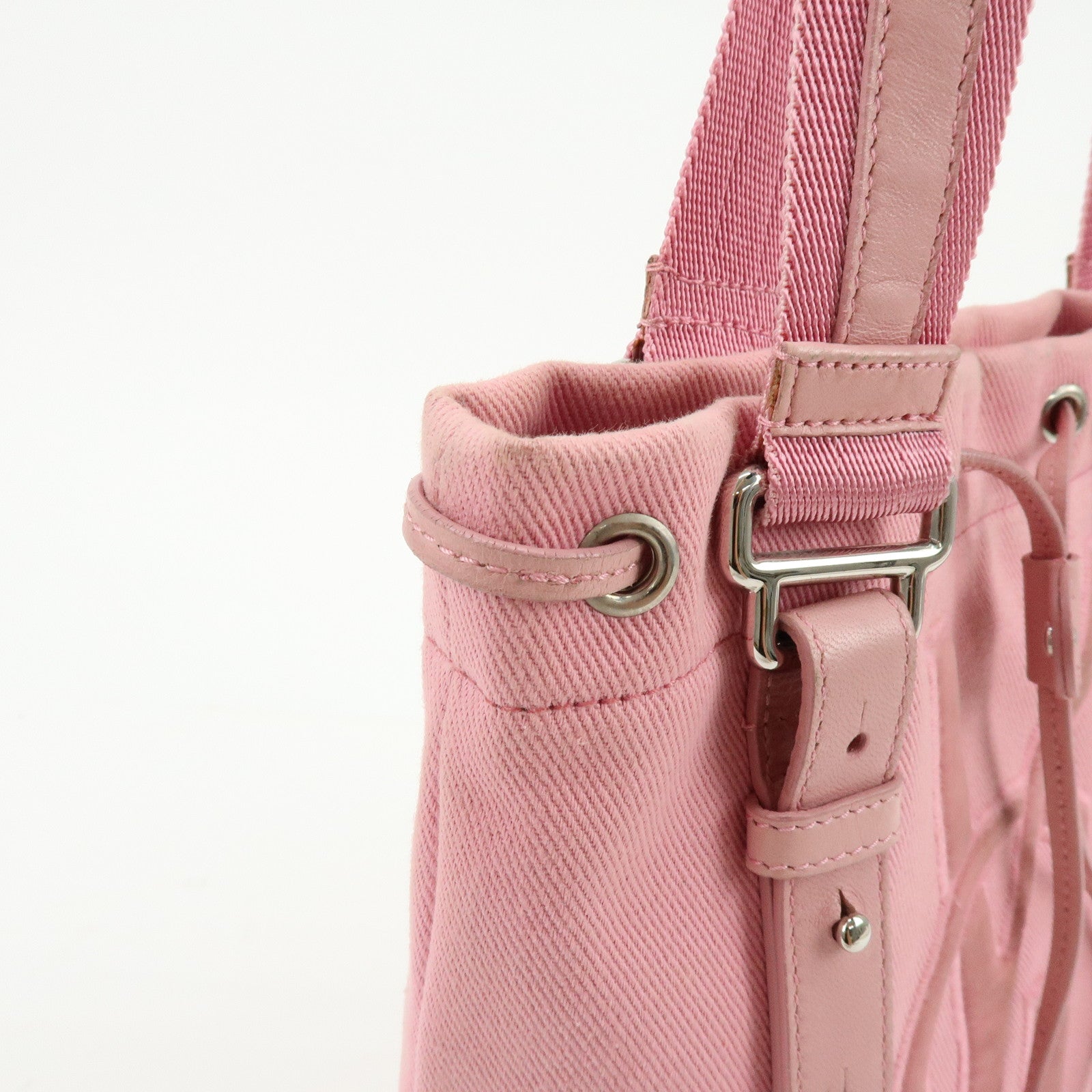 SAINT LAURENT PARIS Kahara Cassandra Canvas Leather Tote Bag 123435