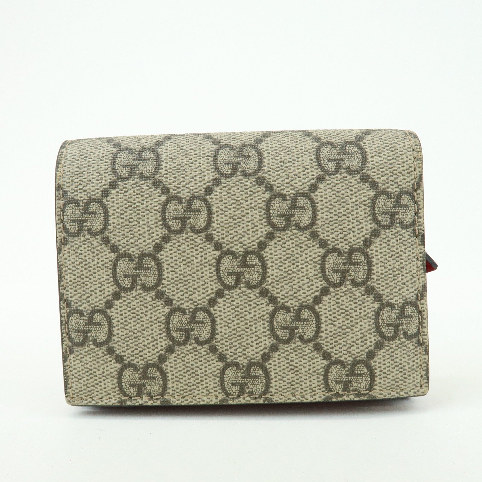 GUCCI Interlocking G Cherry GG Supreme Compact Wallet Beige 476050