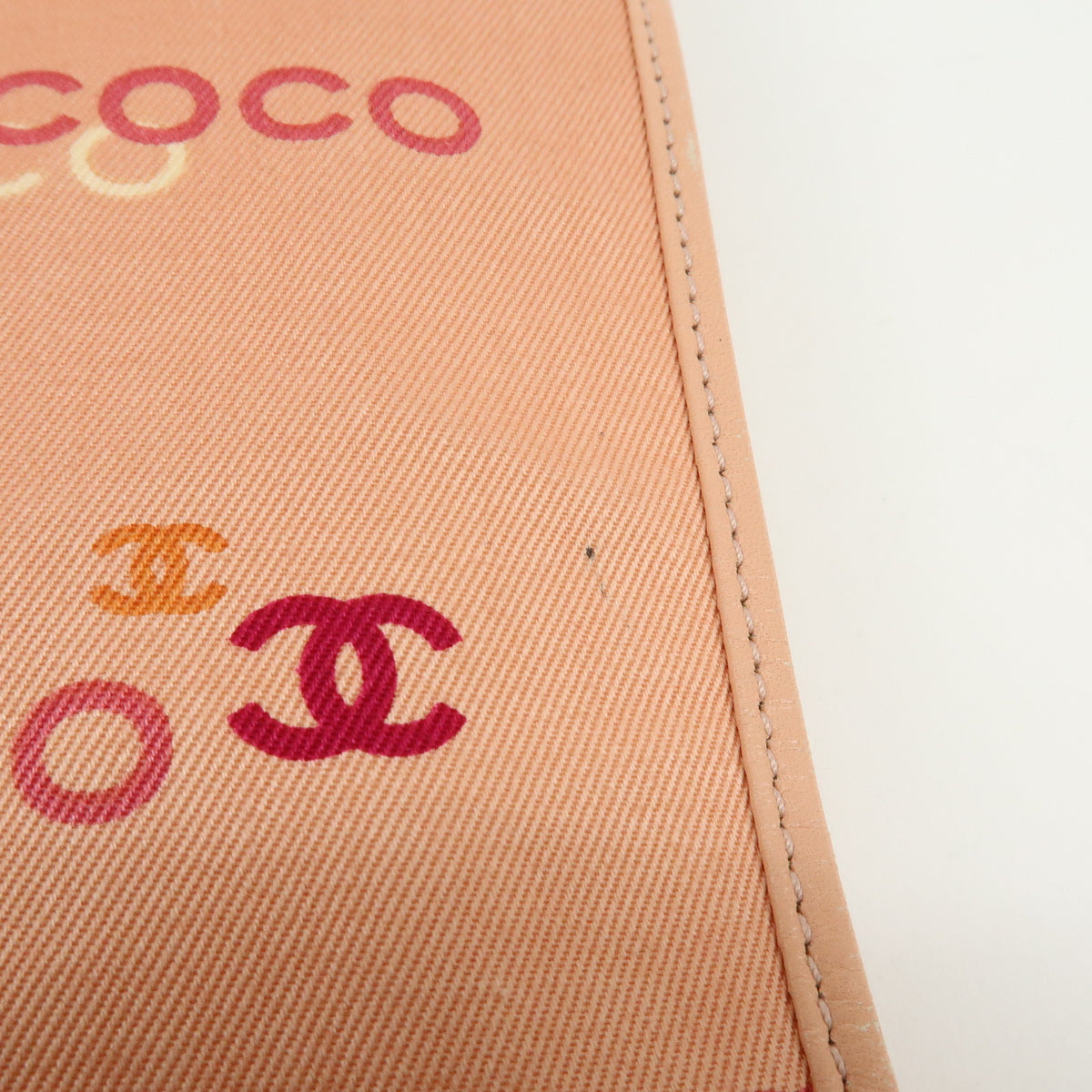 CHANEL COCO Mark Canvas Leather Chain Shoulder Bag Tote Bag Pink Orange