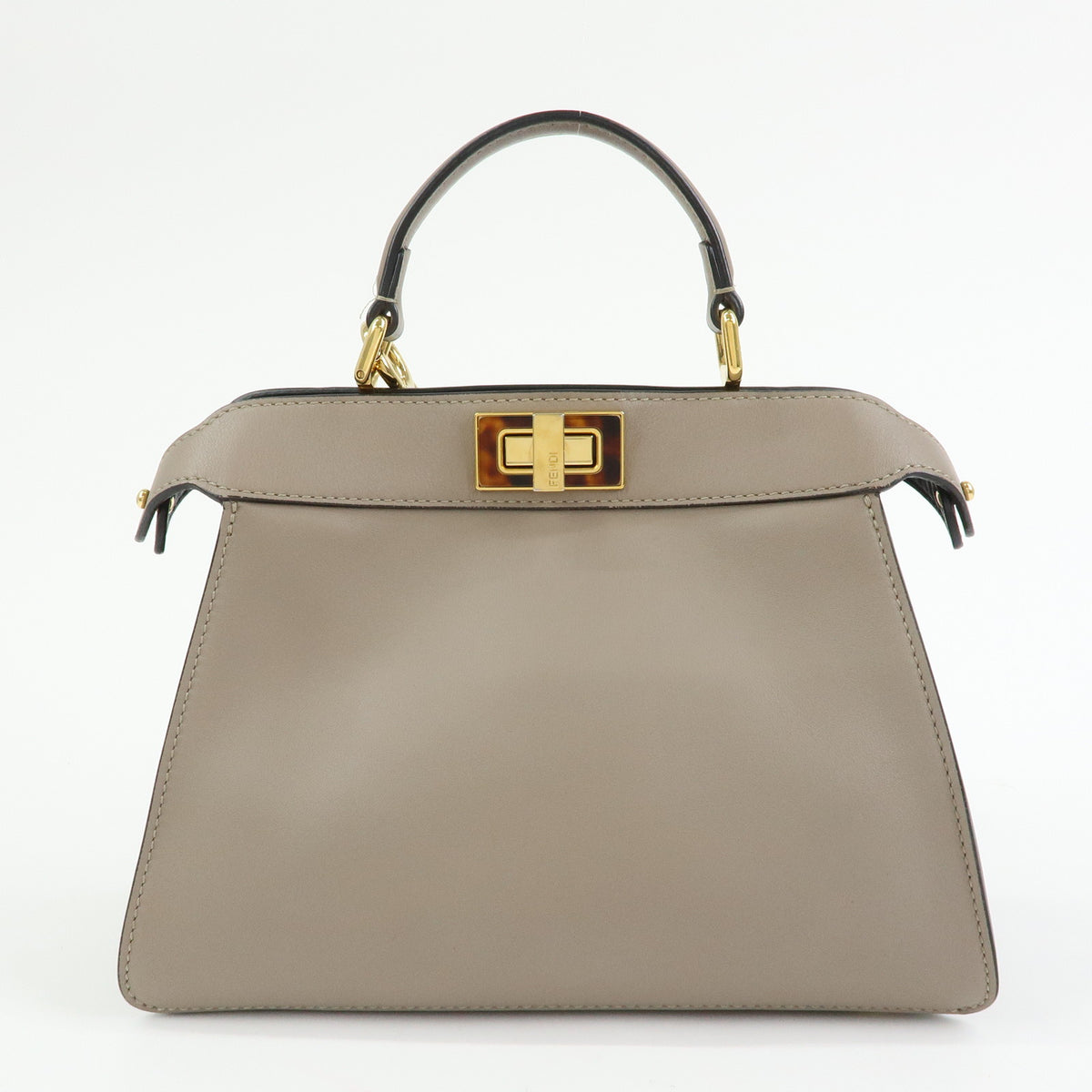 FENDI Peek a Boo ISeeU Small Leather 2Way Bag Hand Bag Greige 8BN327