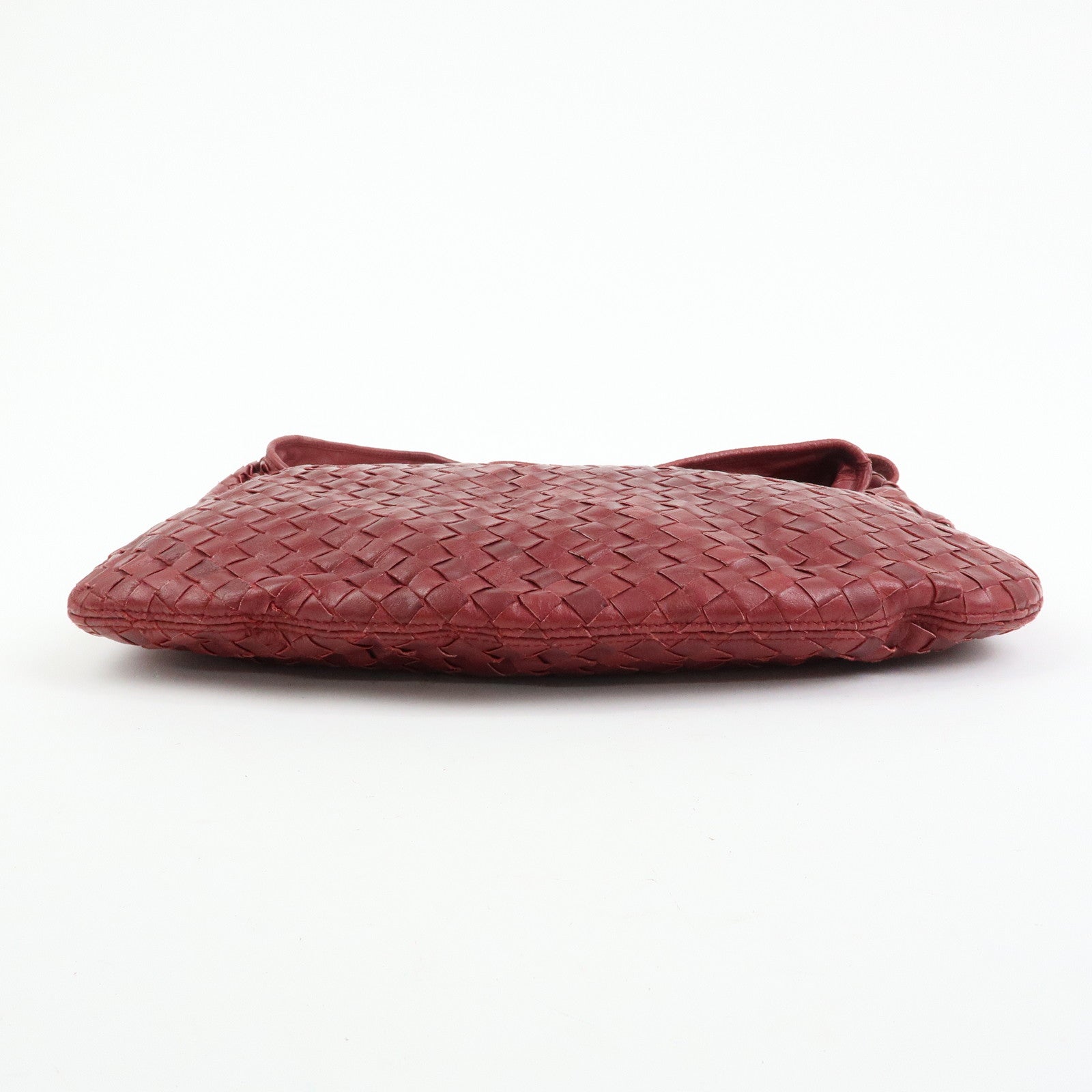 BOTTEGA VENETA Intrecciato Leather Shoulder Bag Crossbody Bag Wine Red