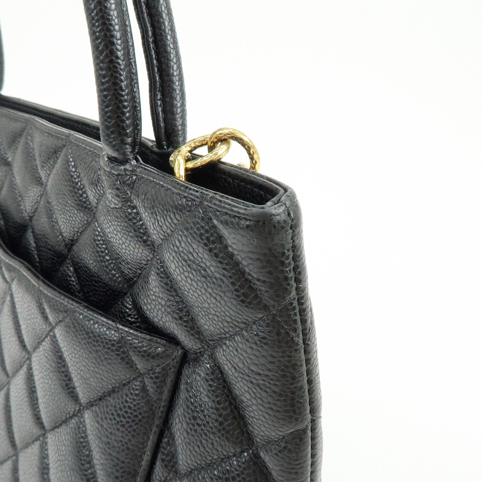 CHANEL Matelasse COCO Mark Medallion Tote Bag Hand Bag Black A01804