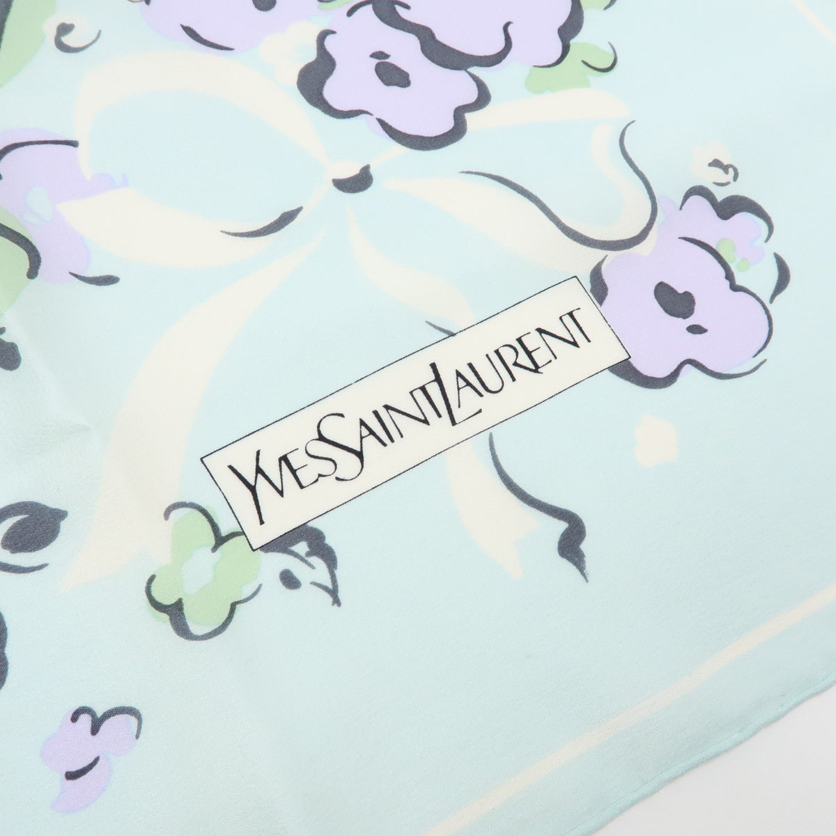 YSL BURBERRY Lot of 2 Silk 100% Scarf Nova Plaid Flower Blue Beige