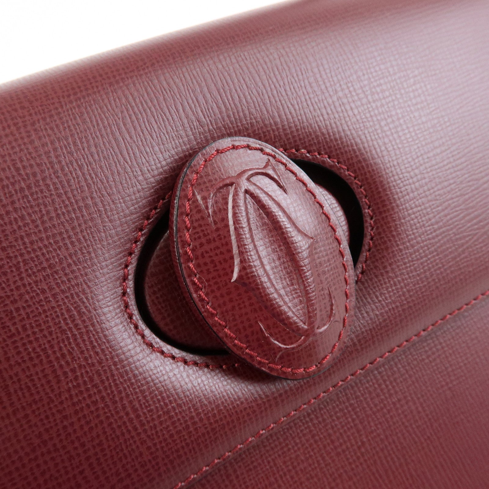Cartier Must de Cartier Leather Top Handle Hand Bag Bordeaux