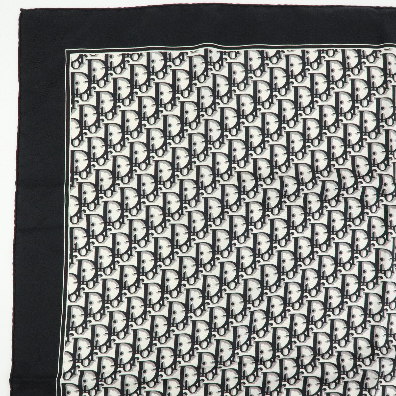 Christian Dior Trotter Silk 100% Scarf Black White