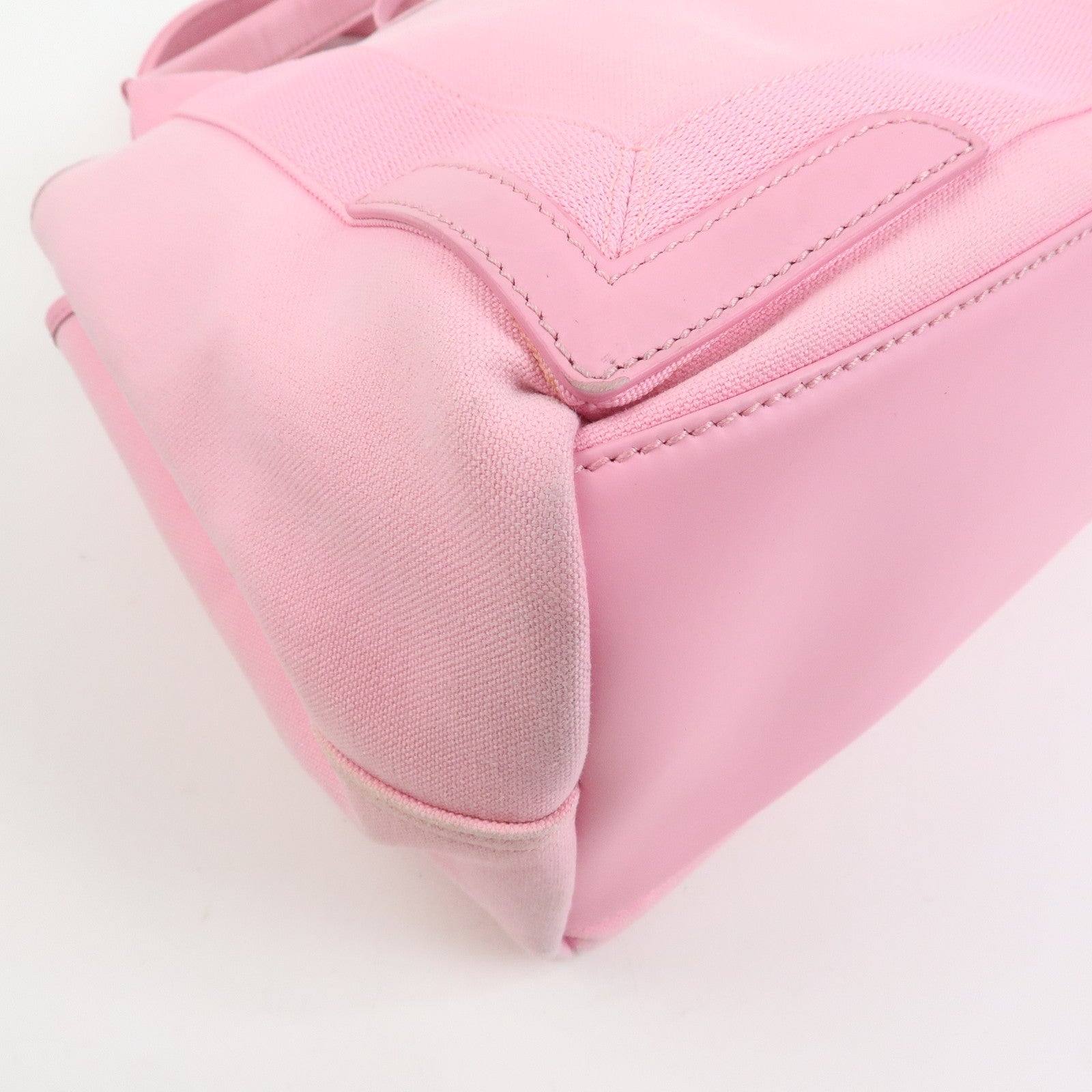 BALENCIAGA Navy Cabas Canvas Leather Small Tote Hand Bag Pink 339933