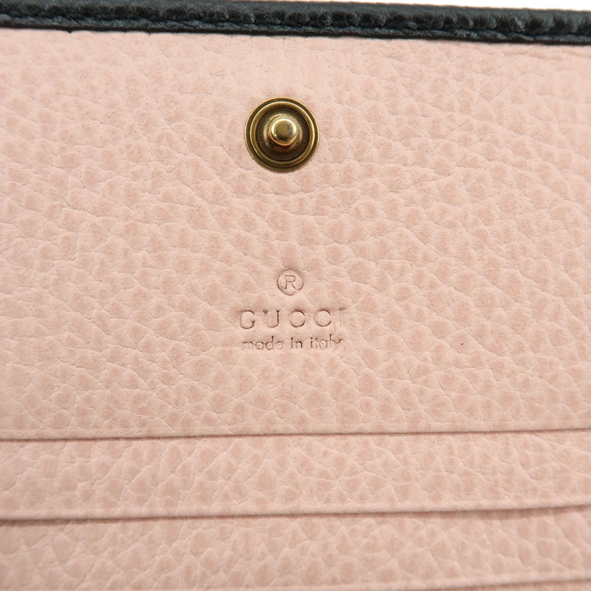 GUCCI Double G Leather Compact Bi-fold Wallet Ribbon Motif Black 524289