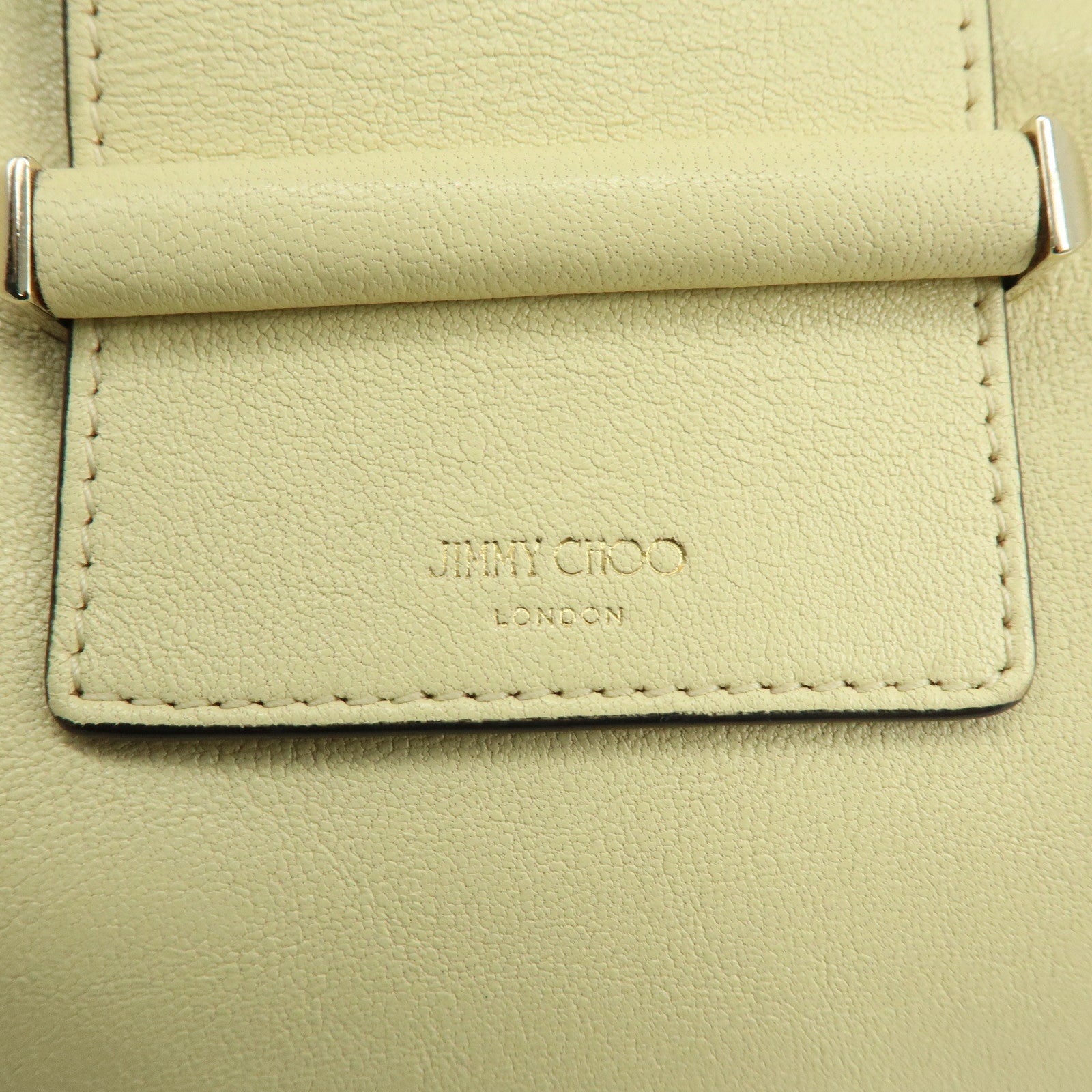 JIMMY CHOO Flap Leather Hand Bag Shoulder Bag Yellow Beige