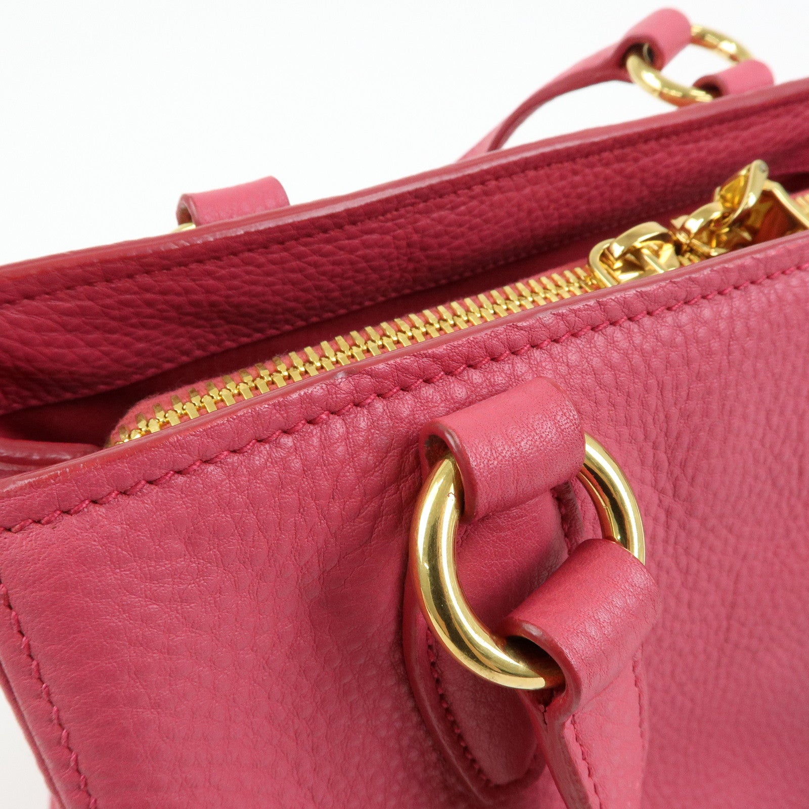 MIU MIU Vitello Caribu Leather 2Way Shoulder Bag Pink RN0757
