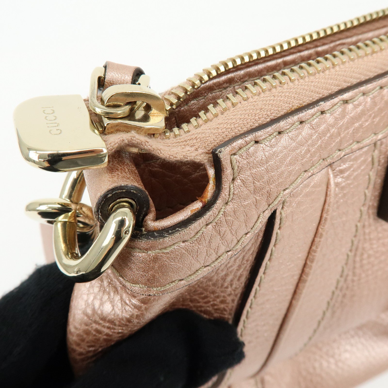 GUCCI Bamboo Interlocking G Leather 2Way Bag Hand Bag Pink 282300