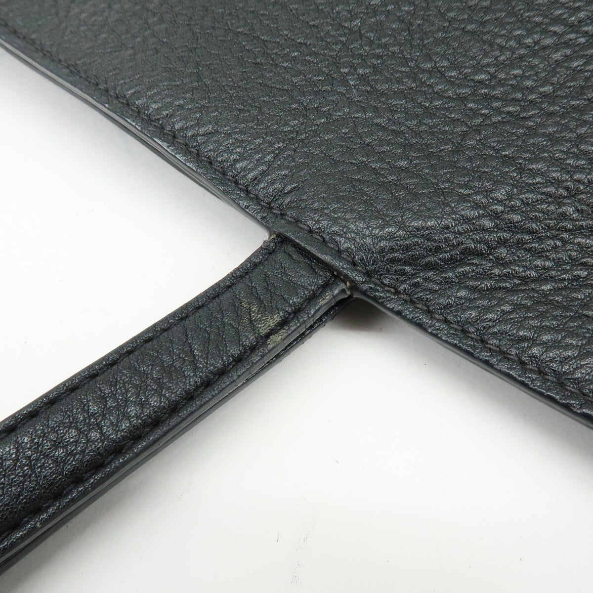 PRADA Logo Calf Leather Tote Bag Shoulder Bag Black