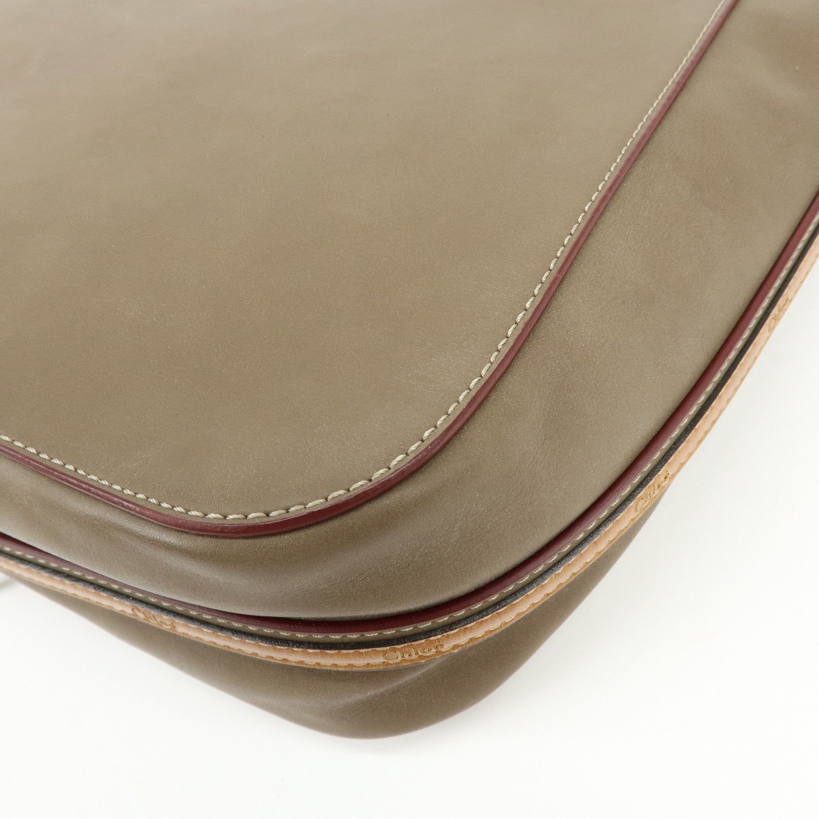 Chloe Sam Leather 2Way Bag Hand Bag Shoulder Bag Greige