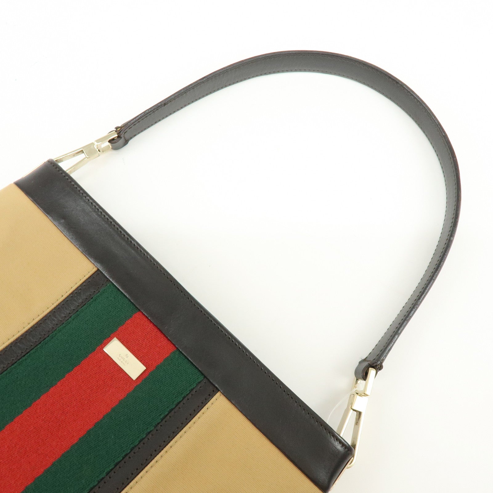 GUCCI Sherry Canvas Leather Shoulder Bag Beige Brown 001・4231