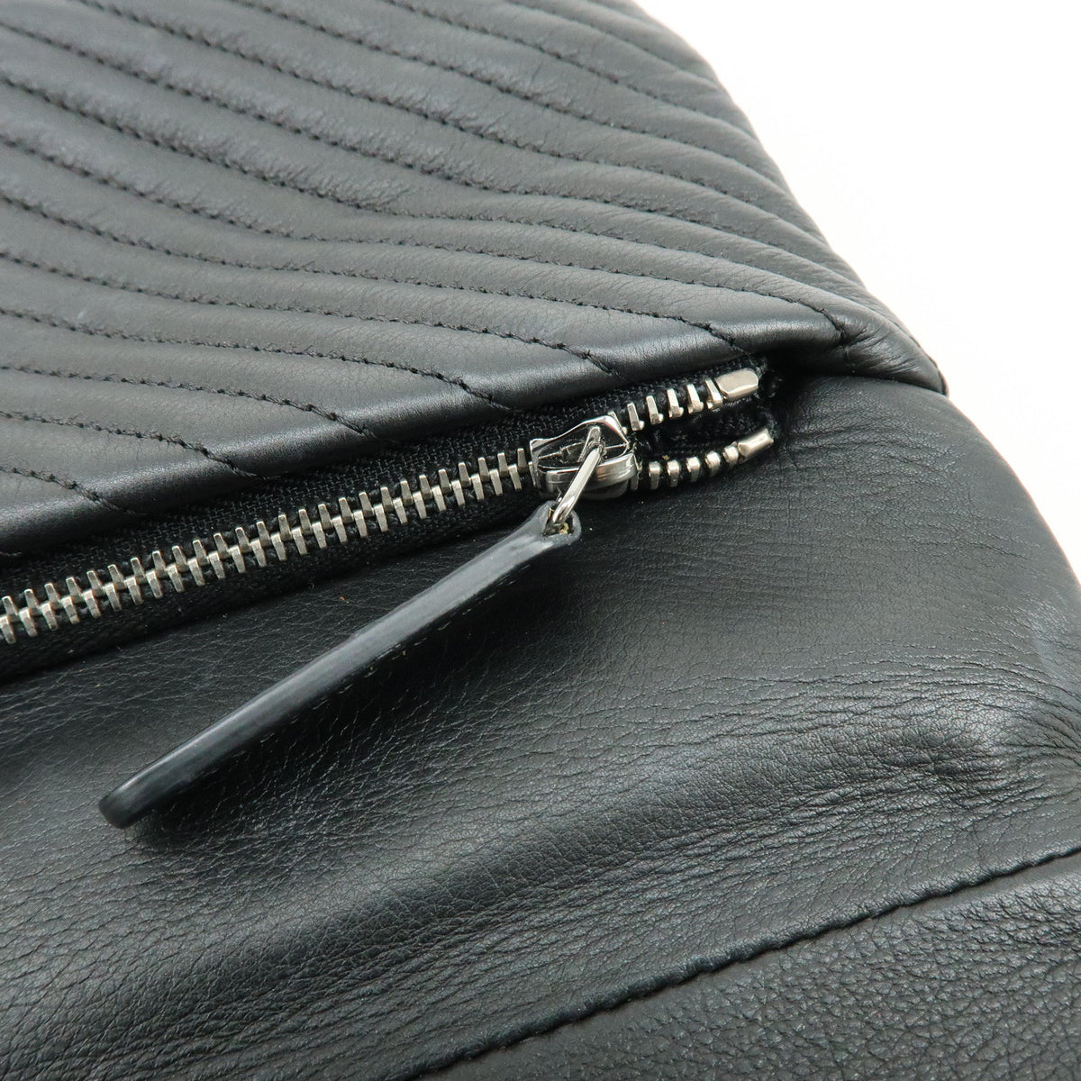 CHANEL Boy Chanel Chevron Calfskin Clutch Bag Black Silver