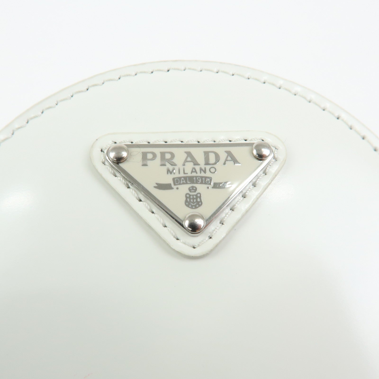 PRADA Triangle Logo Leather Mini Pouch Coin Case White 1TL431