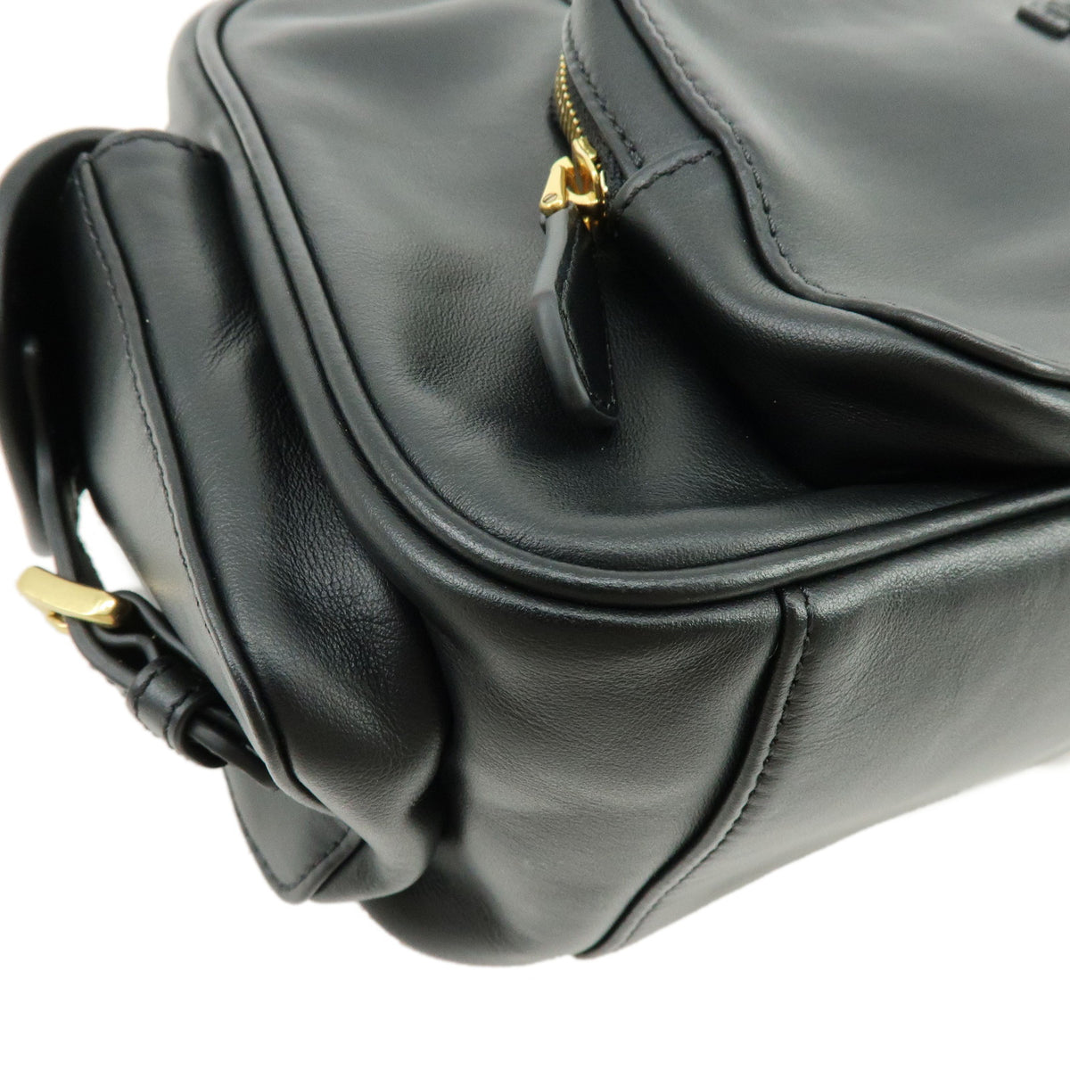 MIU MIU Pocket Top Handle Bag Nappa Leather Boston Bag Black 5BB179