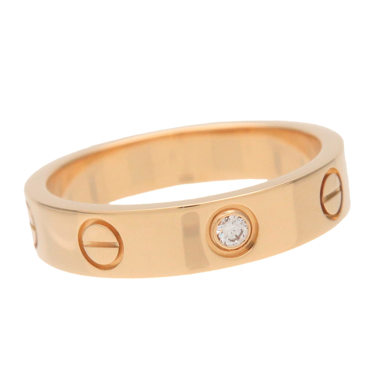 Cartier Mini Love 1P Diamond Ring K18 750YG #50 US5.25 EU50 HK11