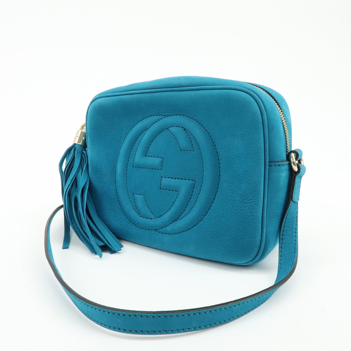 GUCCI SOHO Interlocking G Leather Disco Bag Shoulder Bag Blue 308364