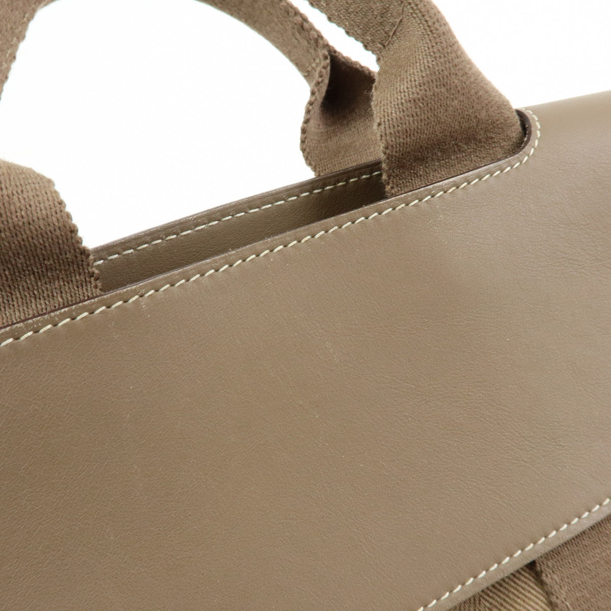 HERMES Valparaiso Long PM Calf Skin Tote Bag Hand Bag Etoupe