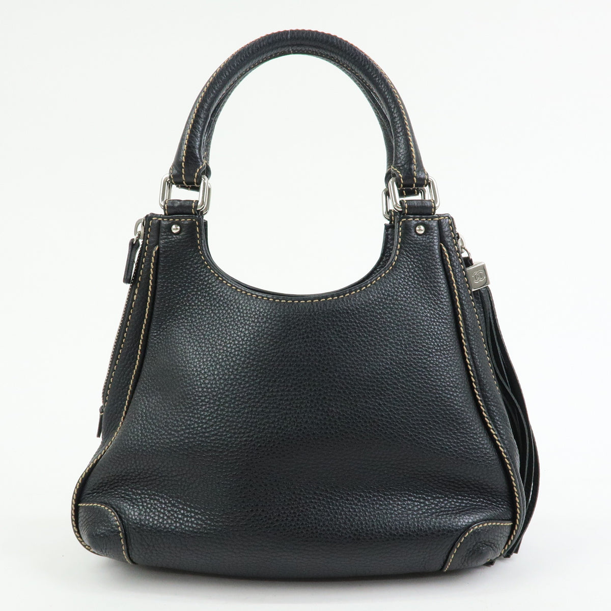 CHANEL LAX Leather Shoulder Bag Hand Bag Tassel Black A23055