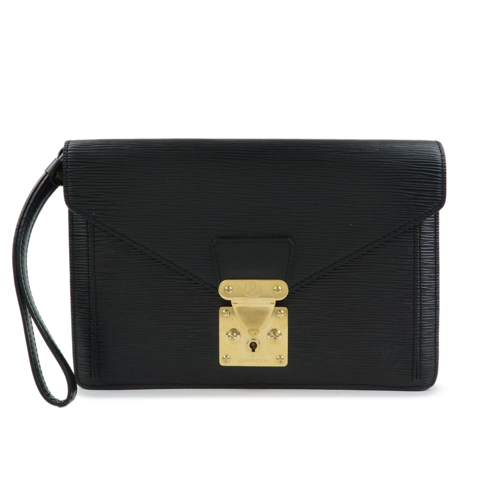 Louis Vuitton Epi Sellier Dragonne Leather Clutch Bag Noir Black M52612