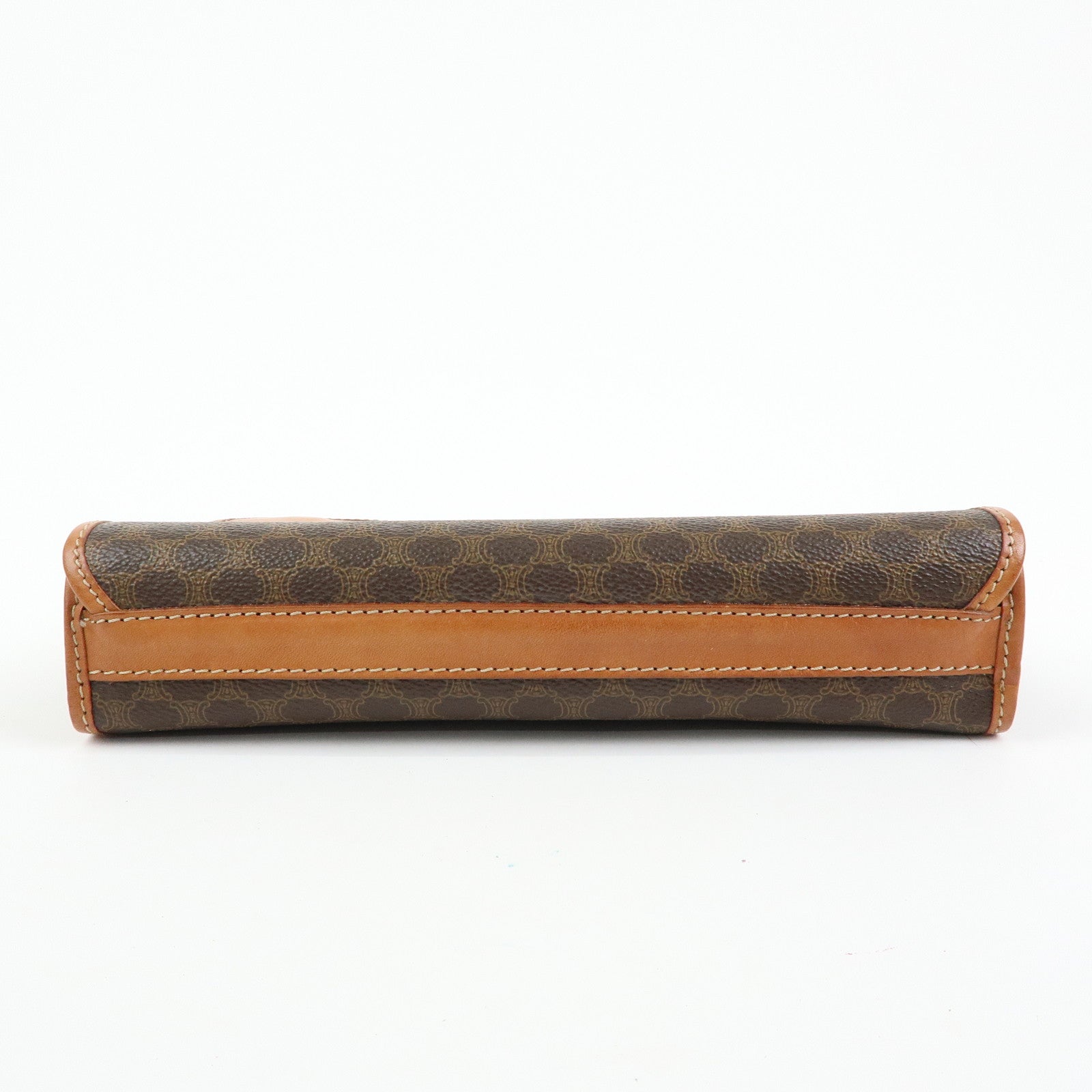 CELINE Macadam Leather Clutch Bag Accessory Pouch Brown