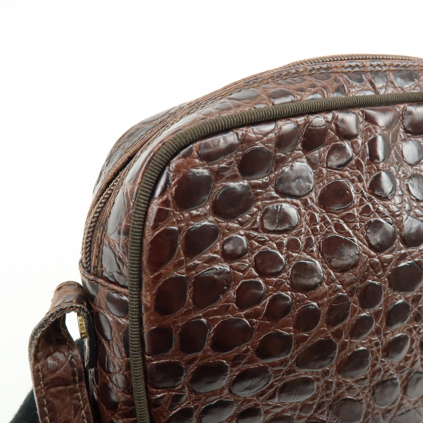 Ferragamo Vara Embossed Leather Shoulder Bag Crossbody Bag Brown