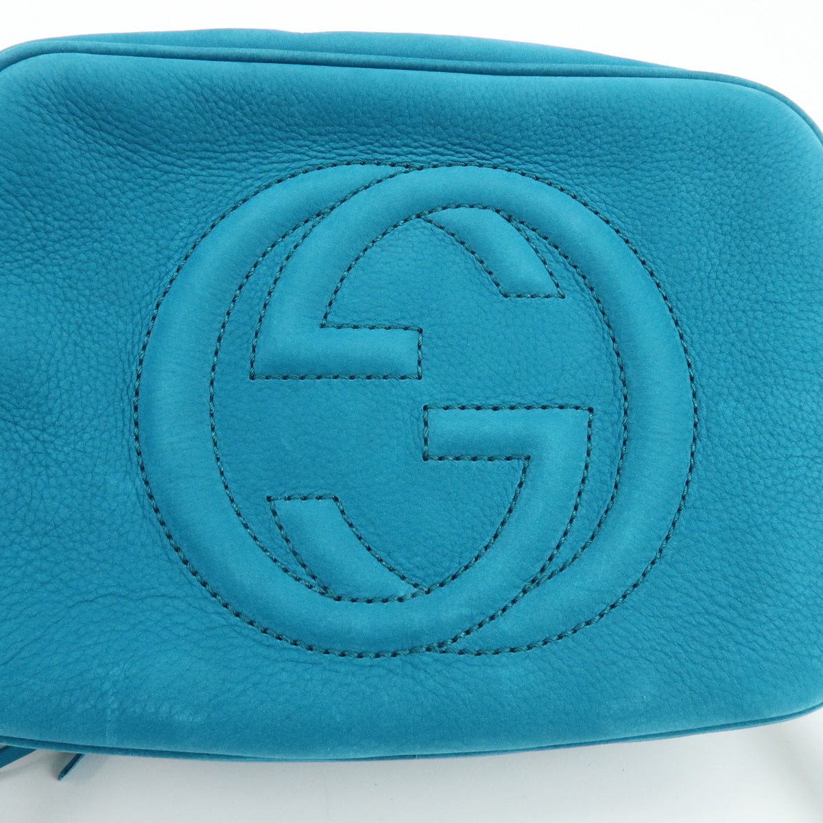 GUCCI SOHO Interlocking G Leather Disco Bag Shoulder Bag Blue 308364