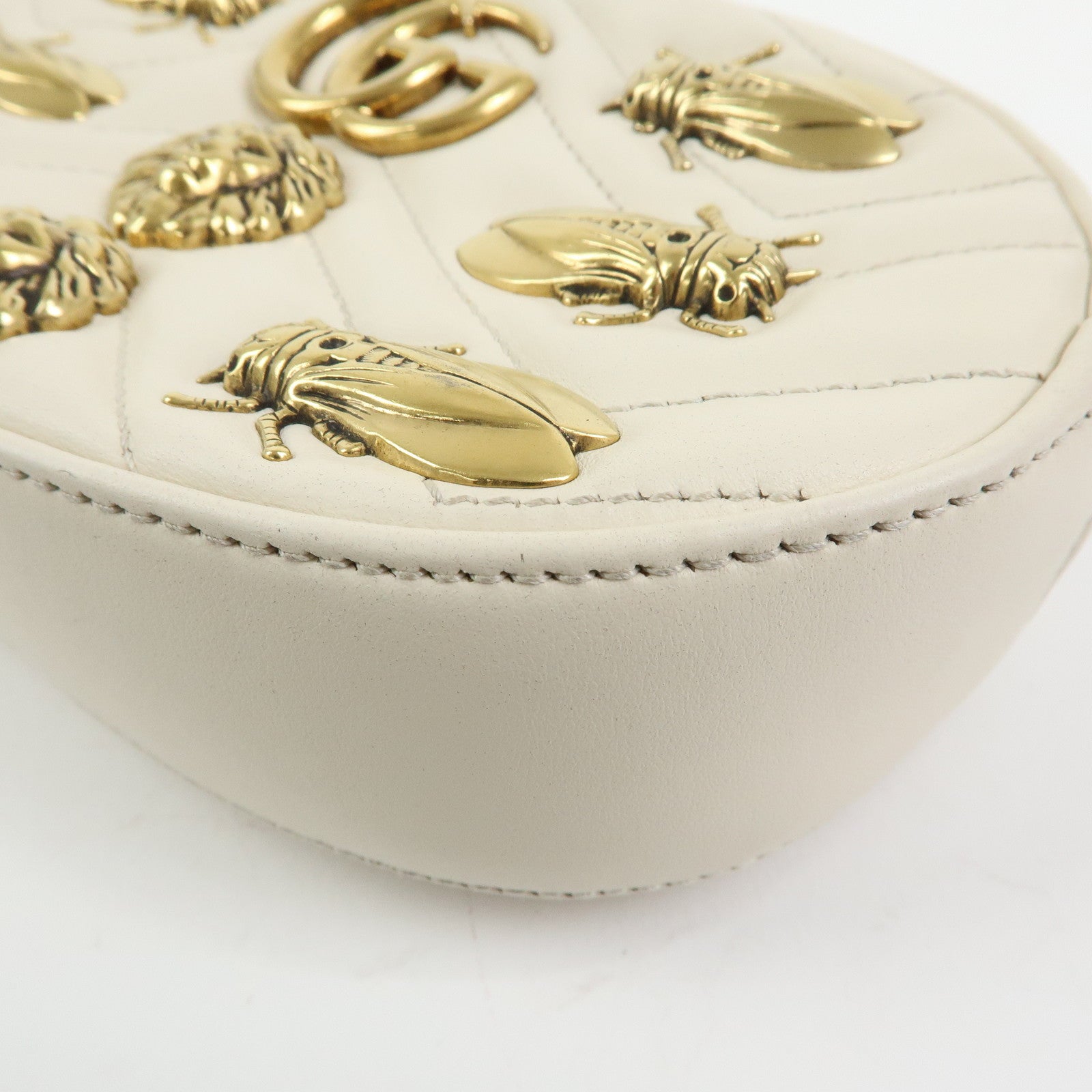 GUCCI GG Marmont Leather Waist Bag Lion Cicada Ivory 476434