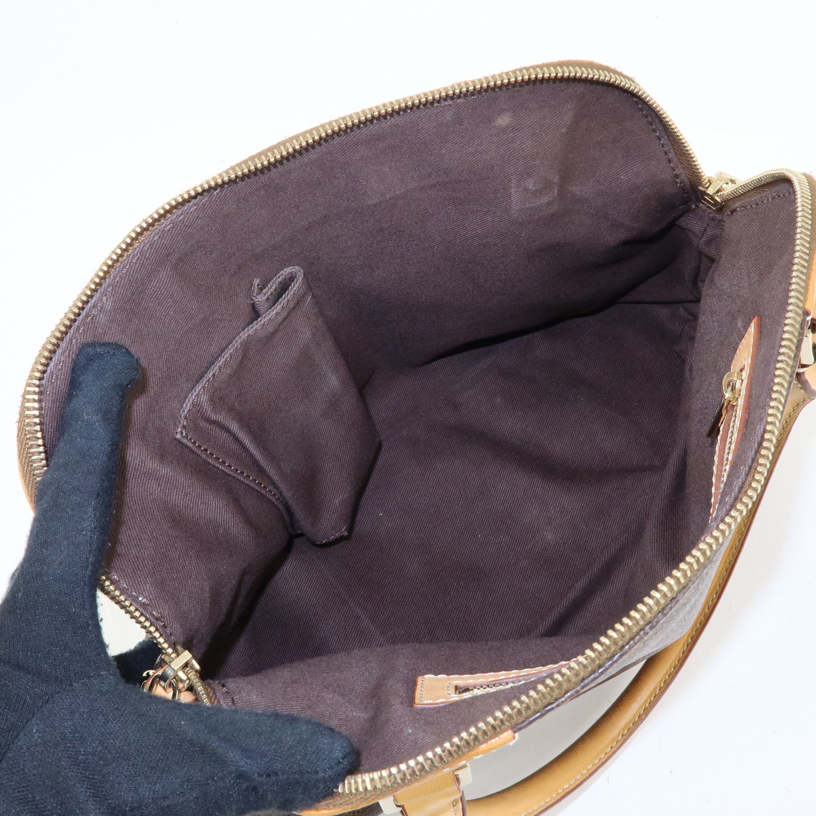 CELINE Macadam PVC Leather 2Way Bag Hand Bag Brown