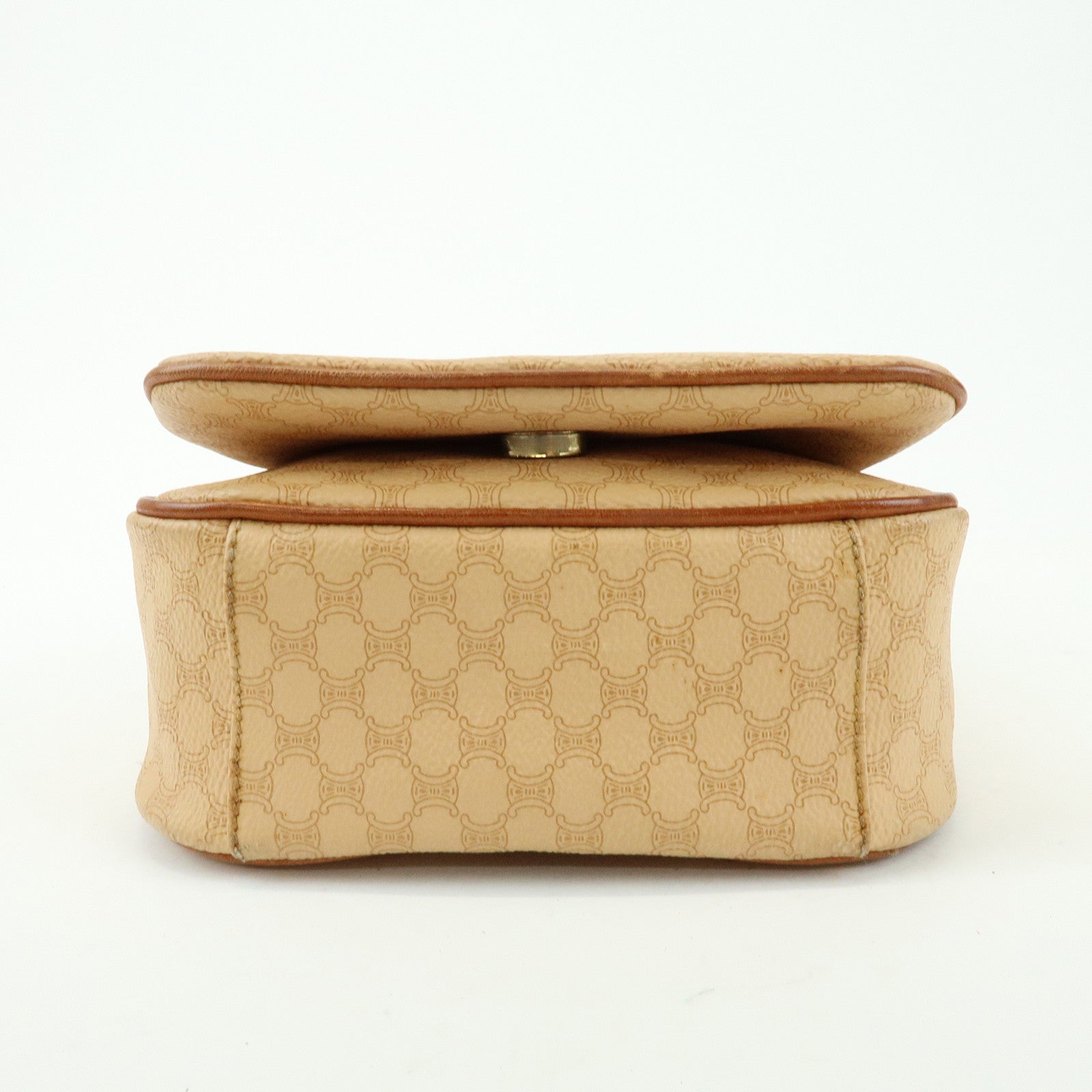 CELINE Macadam PVC Leather Shoulder Bag Crossbody Bag Beige Camel