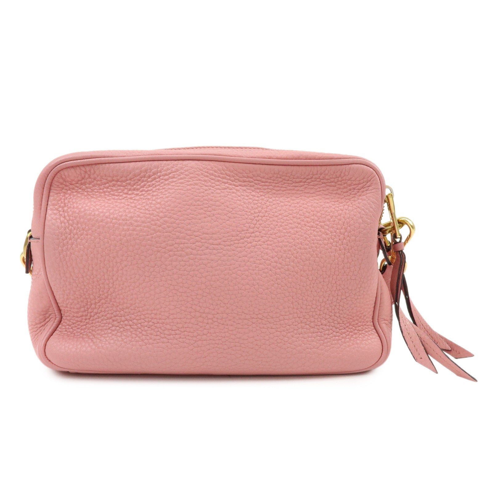 PRADA Logo Leather Shoulder Bag Crossbody Bag Camera Bag Pink