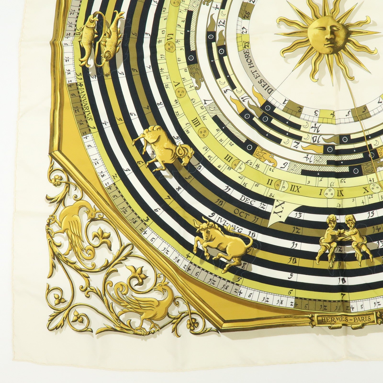 HERMES Carre 90 Silk 100% Scarf Lot of 2 Orange Gold Navy