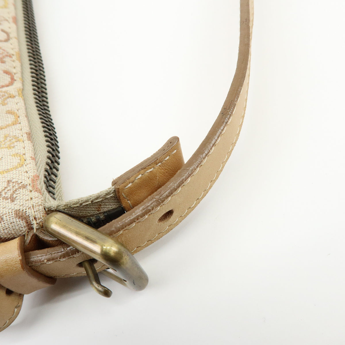 CELINE C Macadam Canvas Leather Shoulder Bag Hand Bag Beige