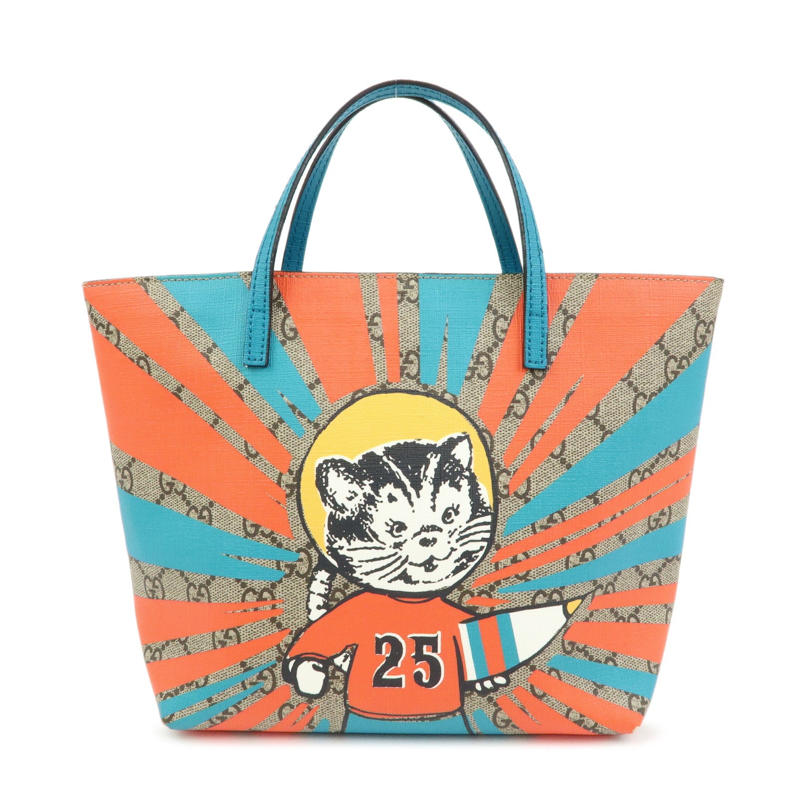 GUCCI Children's GG Supreme Tote Bag Hand Bag Space Cat Beige