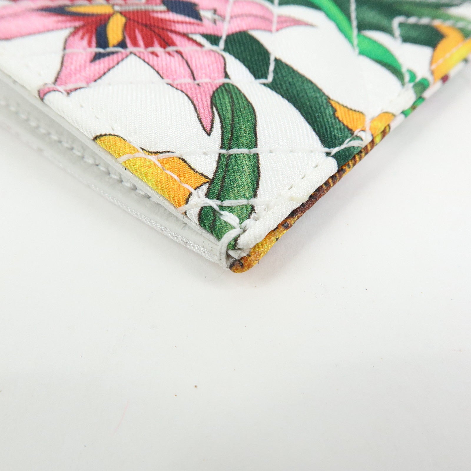 GUCCI GG Marmont FLora Double G Silk Coin Case Coin Purse White