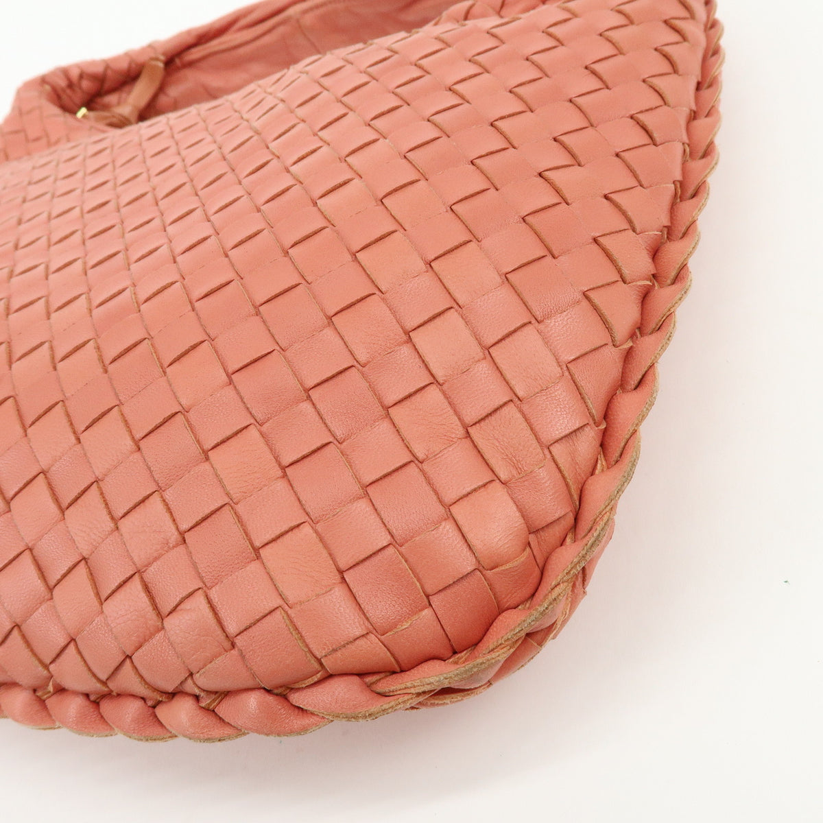 BOTTEGA VENETA Hobo Intrecciato Leather Shoulder Bag Coral