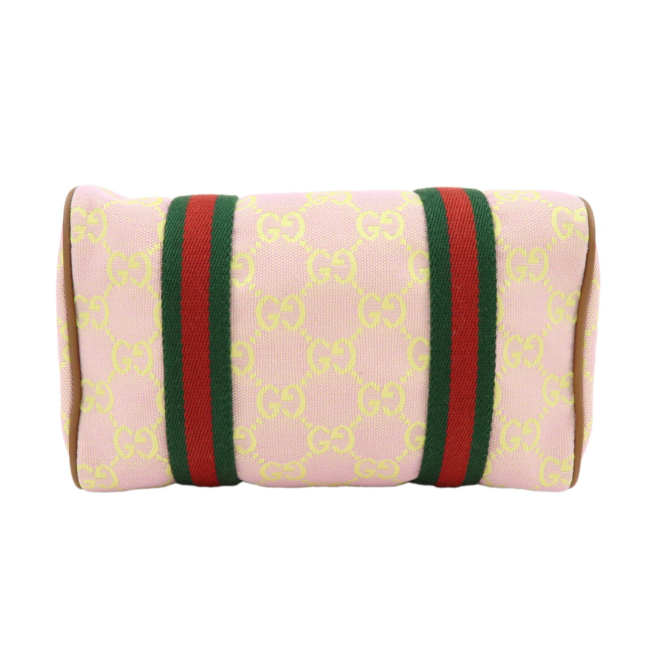 GUCCI Sherry GG Canvas Leather 2Way Bag Hand Bag Pink Yellow 856055
