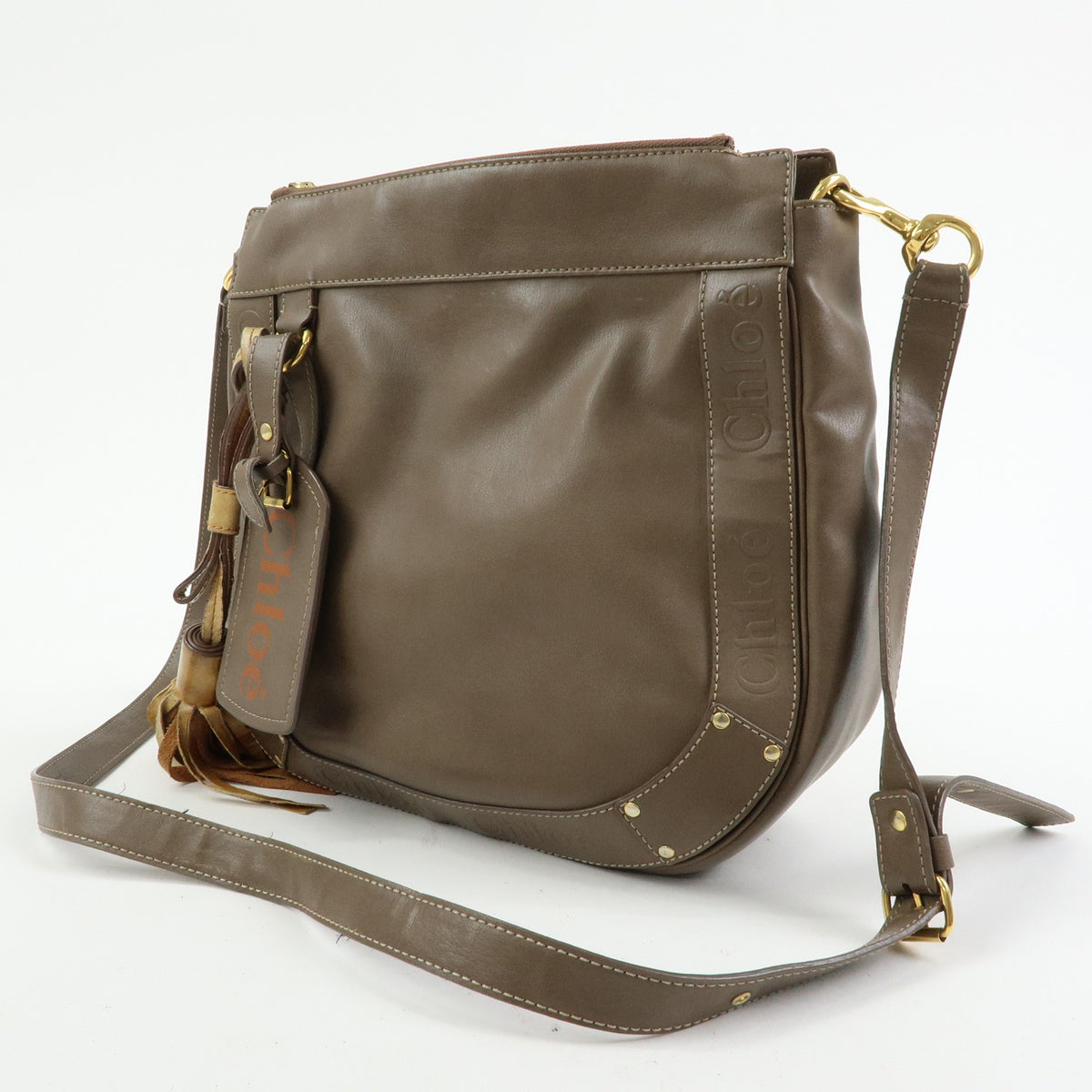 Chloe Eden Leather Shoulder Bag Crossbody Bag Tassel Beige