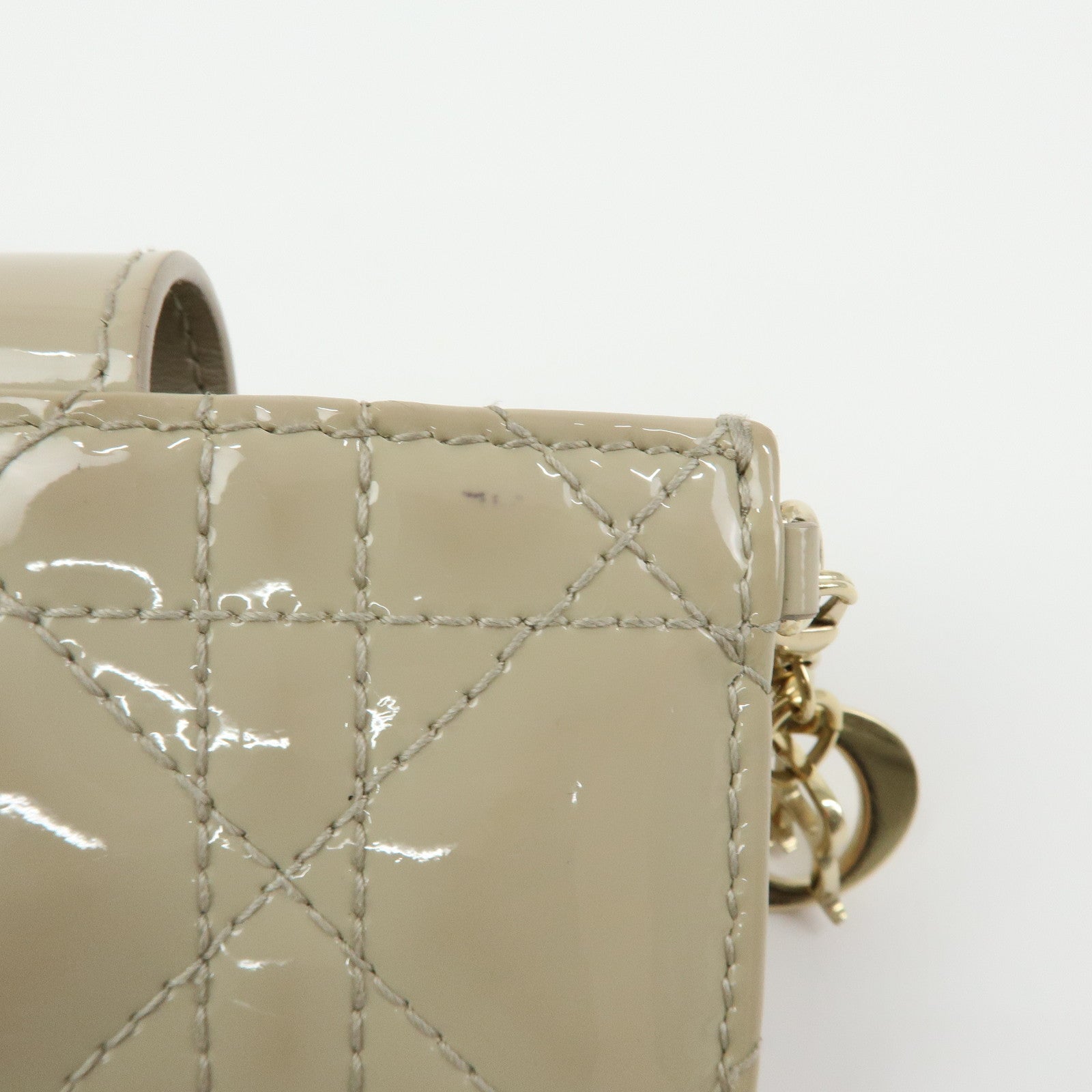 Christian Dior Lady Dior Cannage Jasmine Patent Leather Card Case
