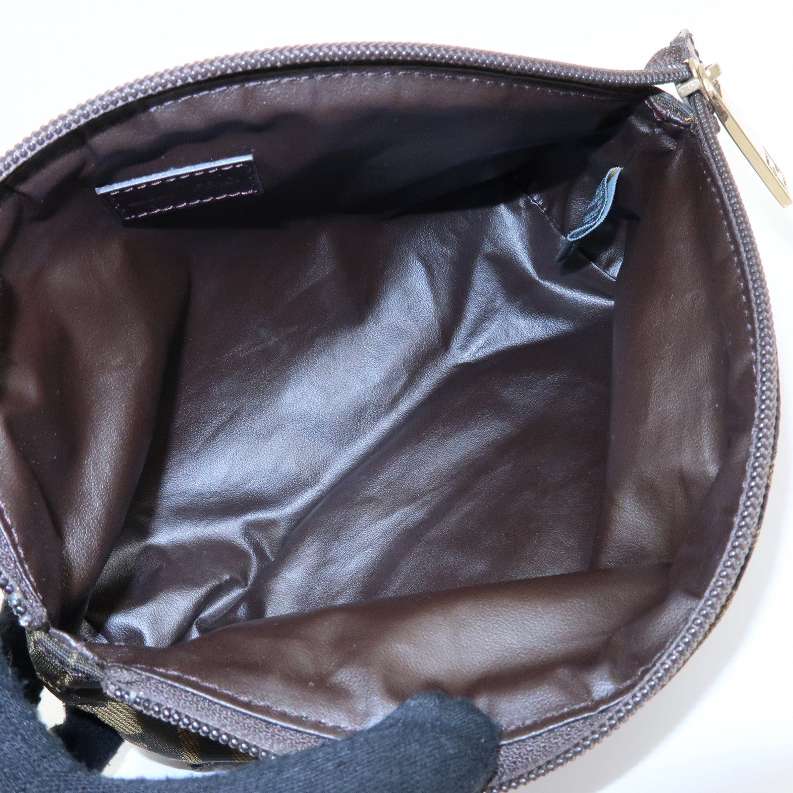 FENDI  Zucca Canvas Pouch Cosmetic Pouch Brown Gold 7N0005